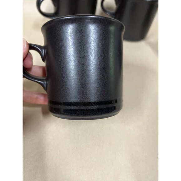 Pfaltzgraff  Black Mug Set Of 4 Made In USA Midnight‎ Sun Coffee Cup - Picture 4 of 7